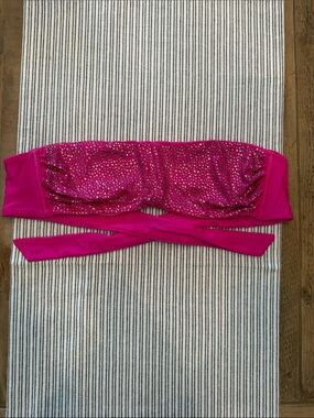 Victoria's Secret Hot Pink Bandeau Bikini Top with Rhinestones